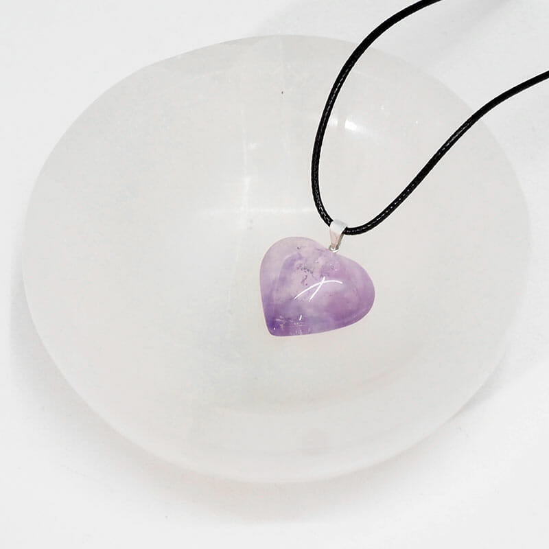 Natural Amethyst Polished Heart Pendant