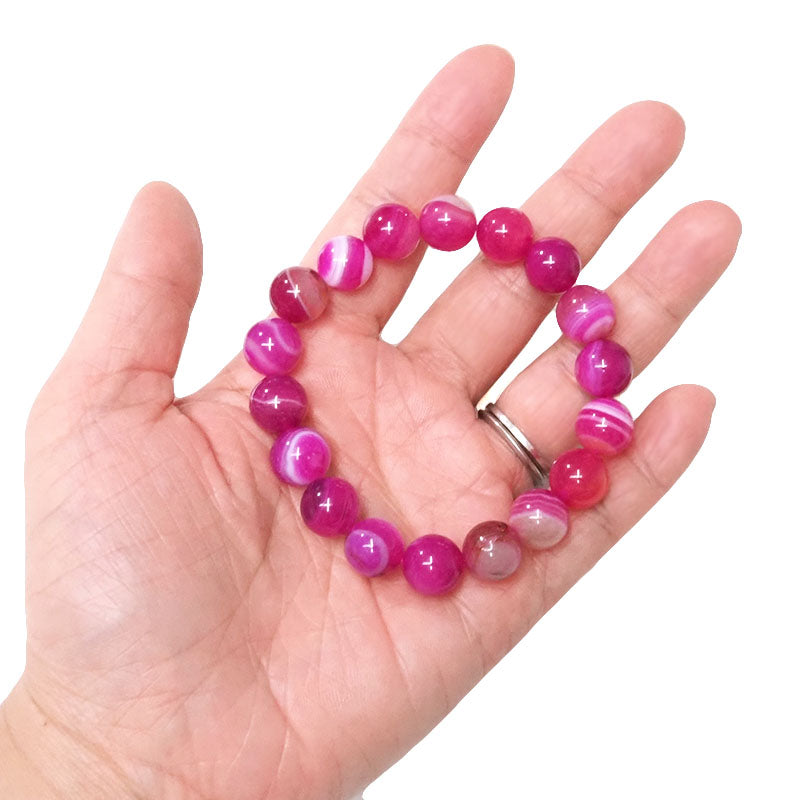 Pink Agate Beads Bracelet