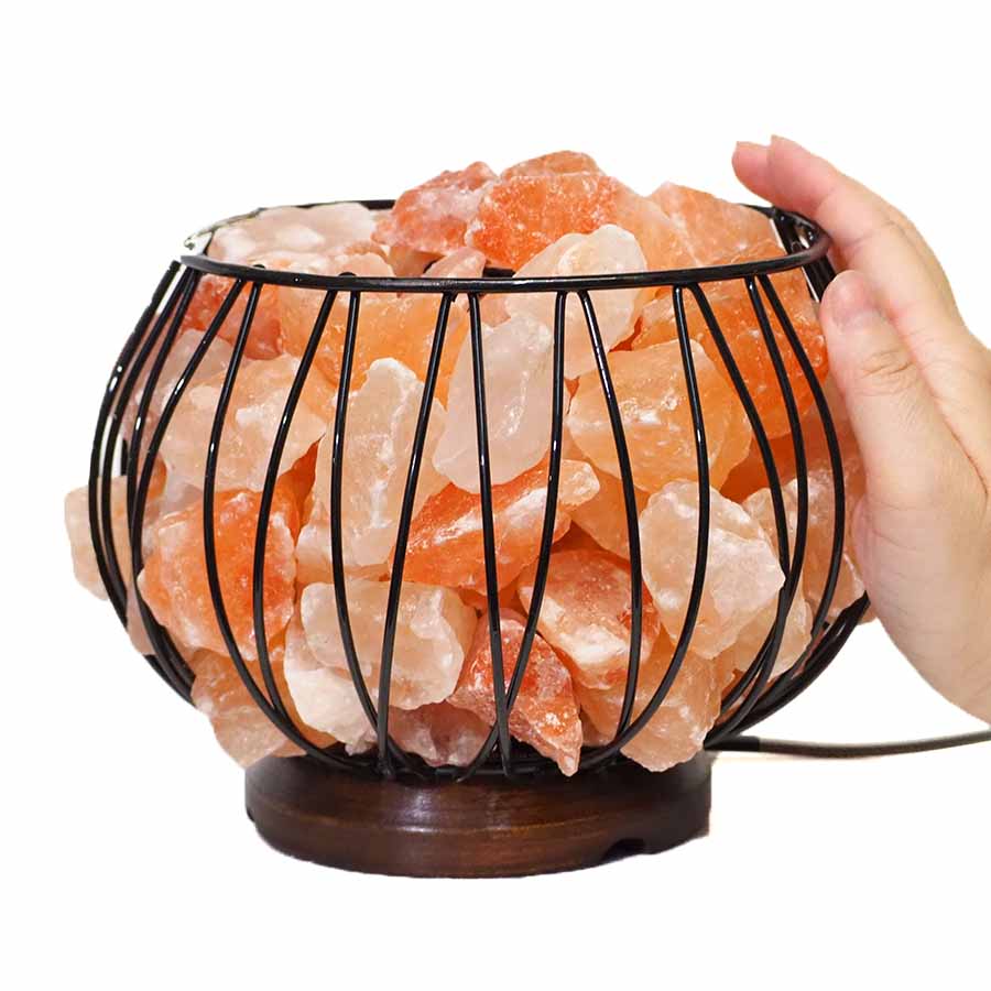 Himalayan Salt Chunk Basket Lamp