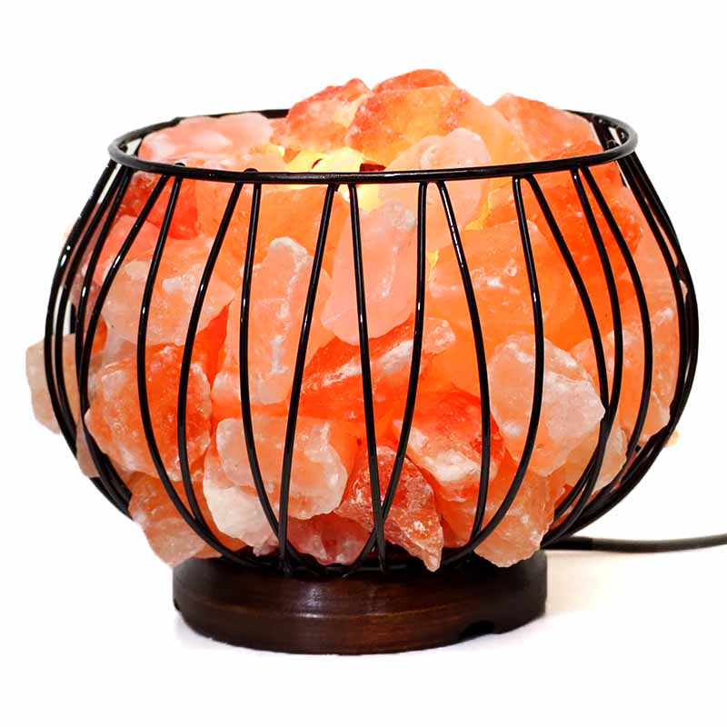Himalayan Salt Chunk Basket Lamp