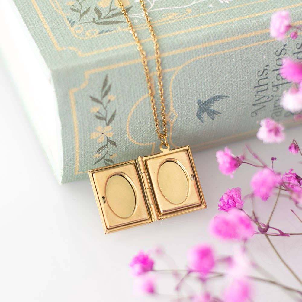 Book Shaped Locket Necklace with Gift Box