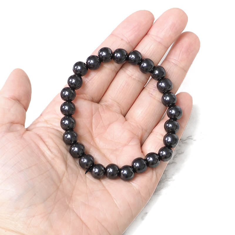 Hematite Round Bead Bracelet
