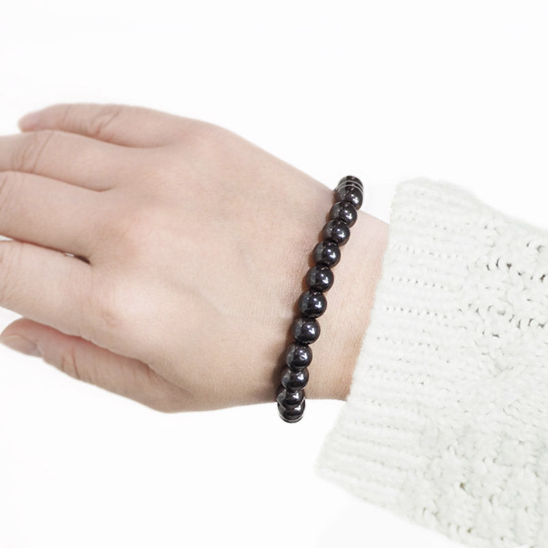 Hematite Round Bead Bracelet