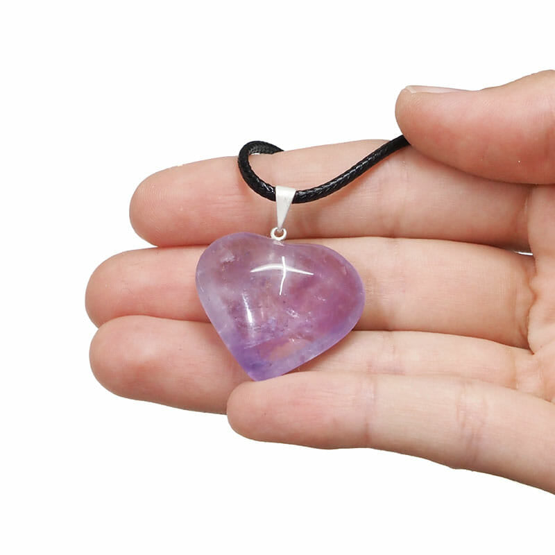 Natural Amethyst Polished Heart Pendant