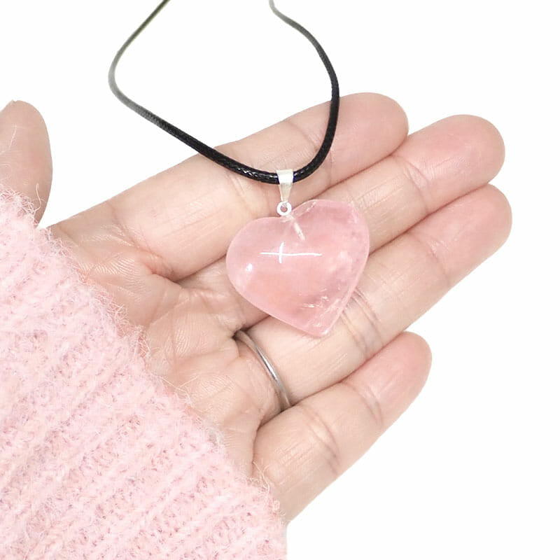 Natural Rose Quartz Polished Heart Pendant