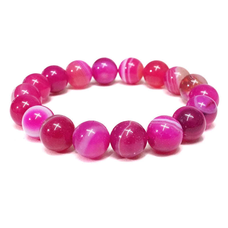 Pink Agate Beads Bracelet