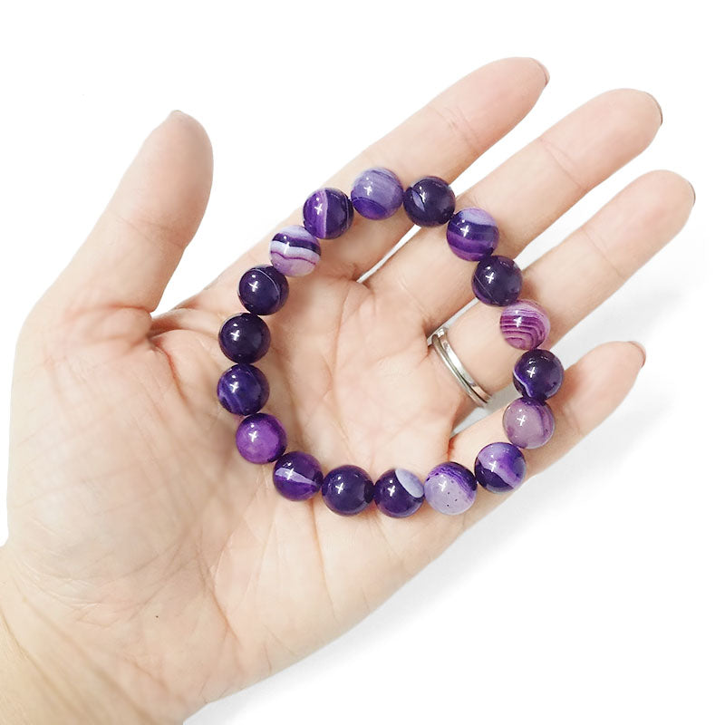 Purple Agate Beads Bracelet
