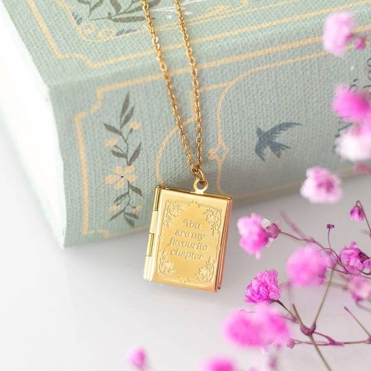 Book Shaped Locket Necklace with Gift Box