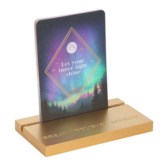 Set of Affirmation Cards With Wooden Stand